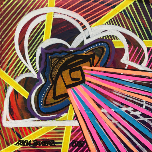 'EMERGING' Original painting. This original abstract expressionist painting is acrylic on 12x12" cardboard.