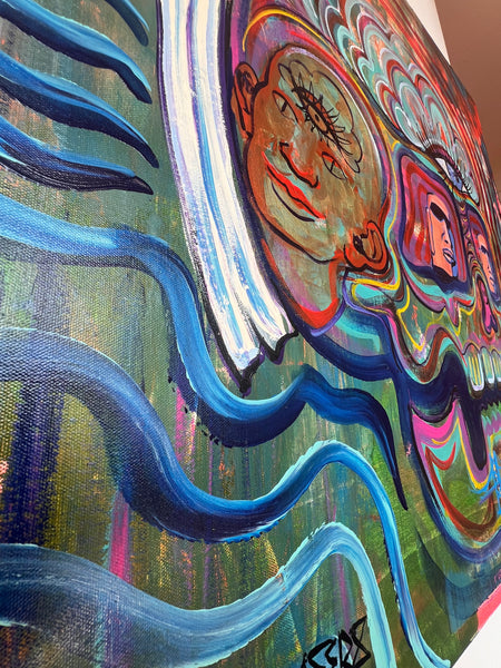 ‘Sacred Origins’ 36x36” Icon Series Skull Painting