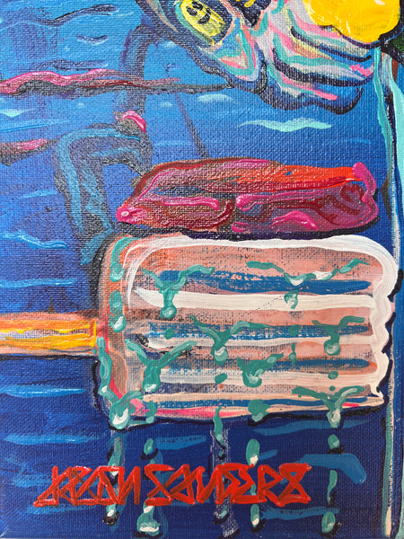 ‘Melting’ 16x20” Acrylic Skull and Floral Painting