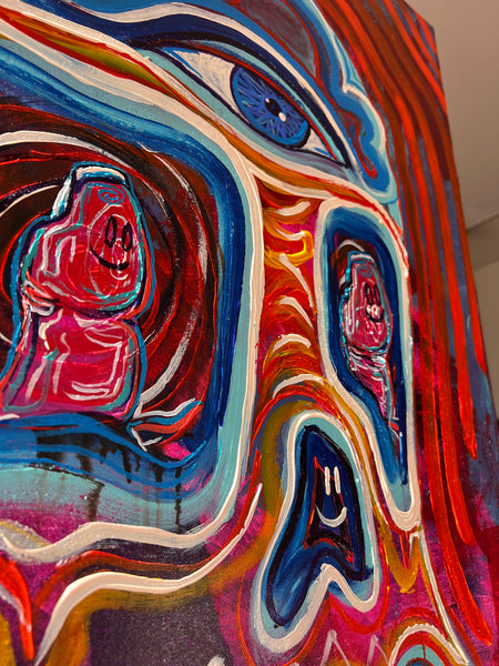 ‘Two Thumbs Up’ 36x36” Icon Series Skull Painting.