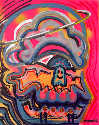 ‘Singularity’ 16x20” Original Skull Painting