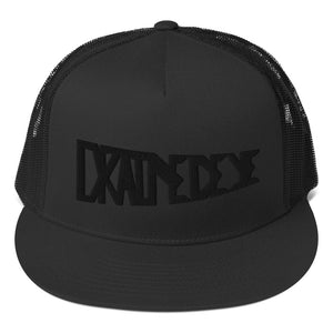 DrainedEye Black Pennant Logo Trucker Cap