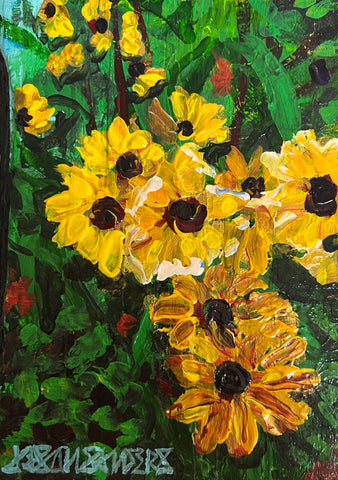 ‘Green Thumb’ 6x8” Acrylic Floral Painting