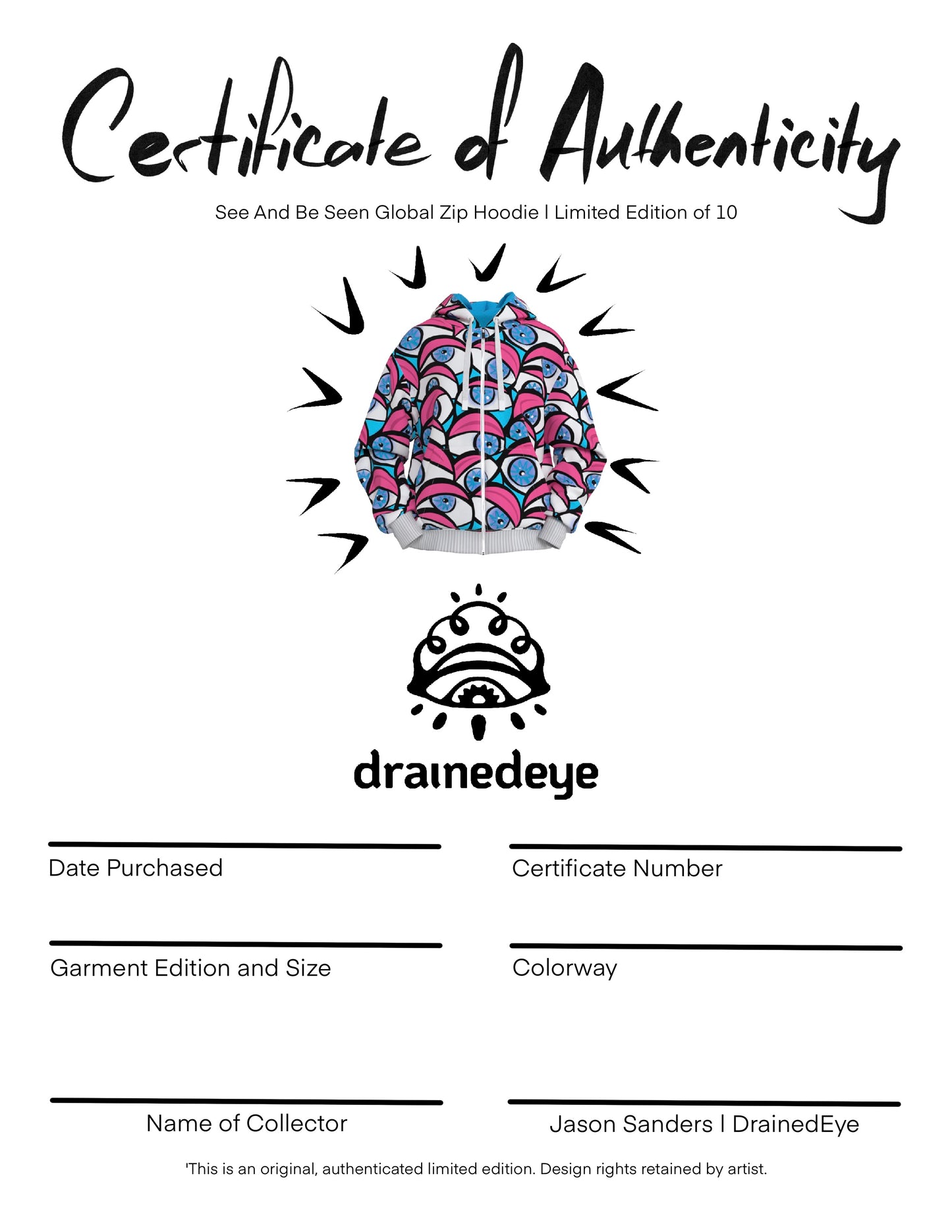 See And Be Seen Global Zip Hoodie | Limited Edition of 10