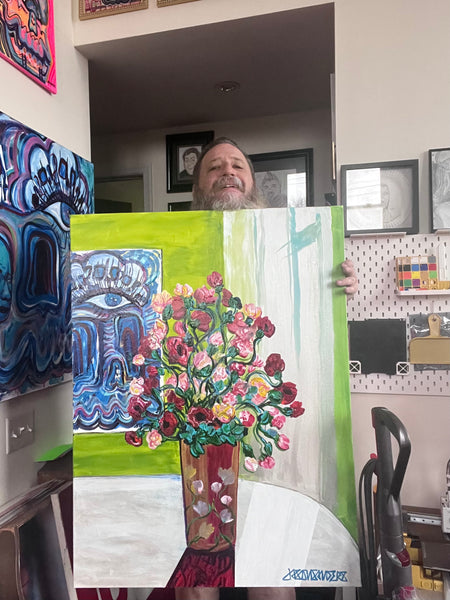 ‘POP-ies’ 30x40” Acrylic Floral Painting.