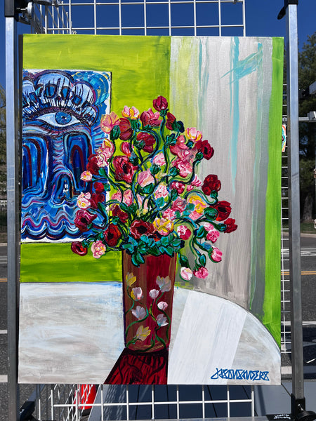 ‘POP-ies’ 30x40” Acrylic Floral Painting.