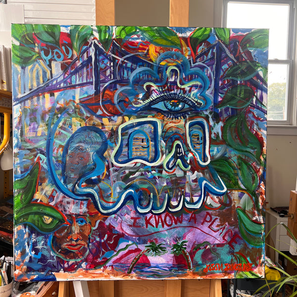 ‘I Know A Place’ 36x36” Icon Series Skull Painting