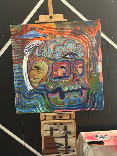 ‘Sacred Origins’ 36x36” Icon Series Skull Painting