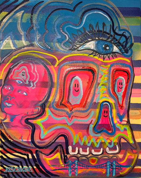 ‘Of All Stripes’ 16x20” Skull Painting