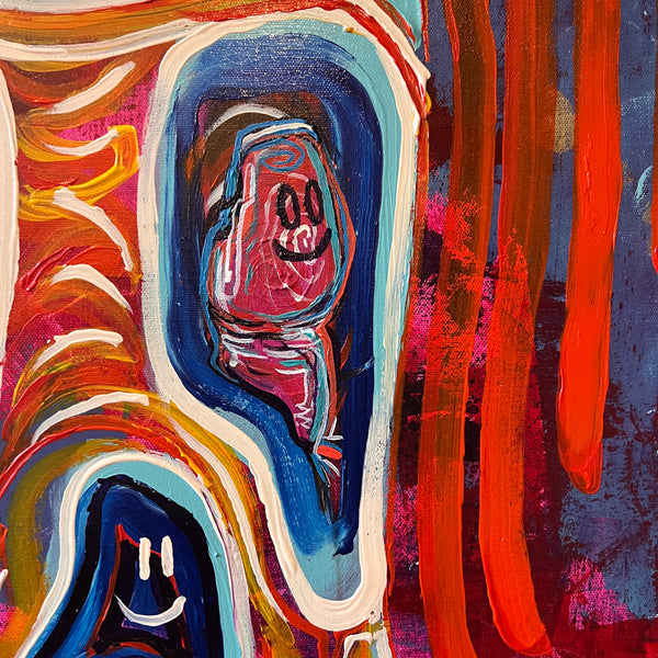 ‘Two Thumbs Up’ 36x36” Icon Series Skull Painting.