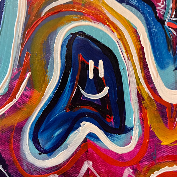 ‘Two Thumbs Up’ 36x36” Icon Series Skull Painting.