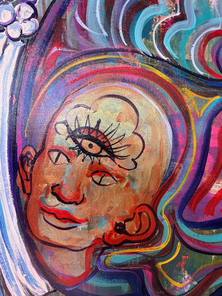 ‘Sacred Origins’ 36x36” Icon Series Skull Painting