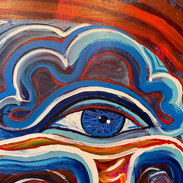 ‘Two Thumbs Up’ 36x36” Icon Series Skull Painting.