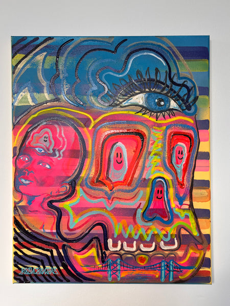 ‘Of All Stripes’ 16x20” Skull Painting