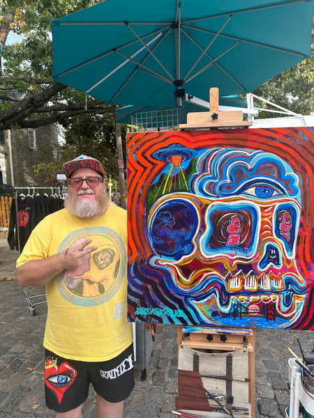 ‘Two Thumbs Up’ 36x36” Icon Series Skull Painting.