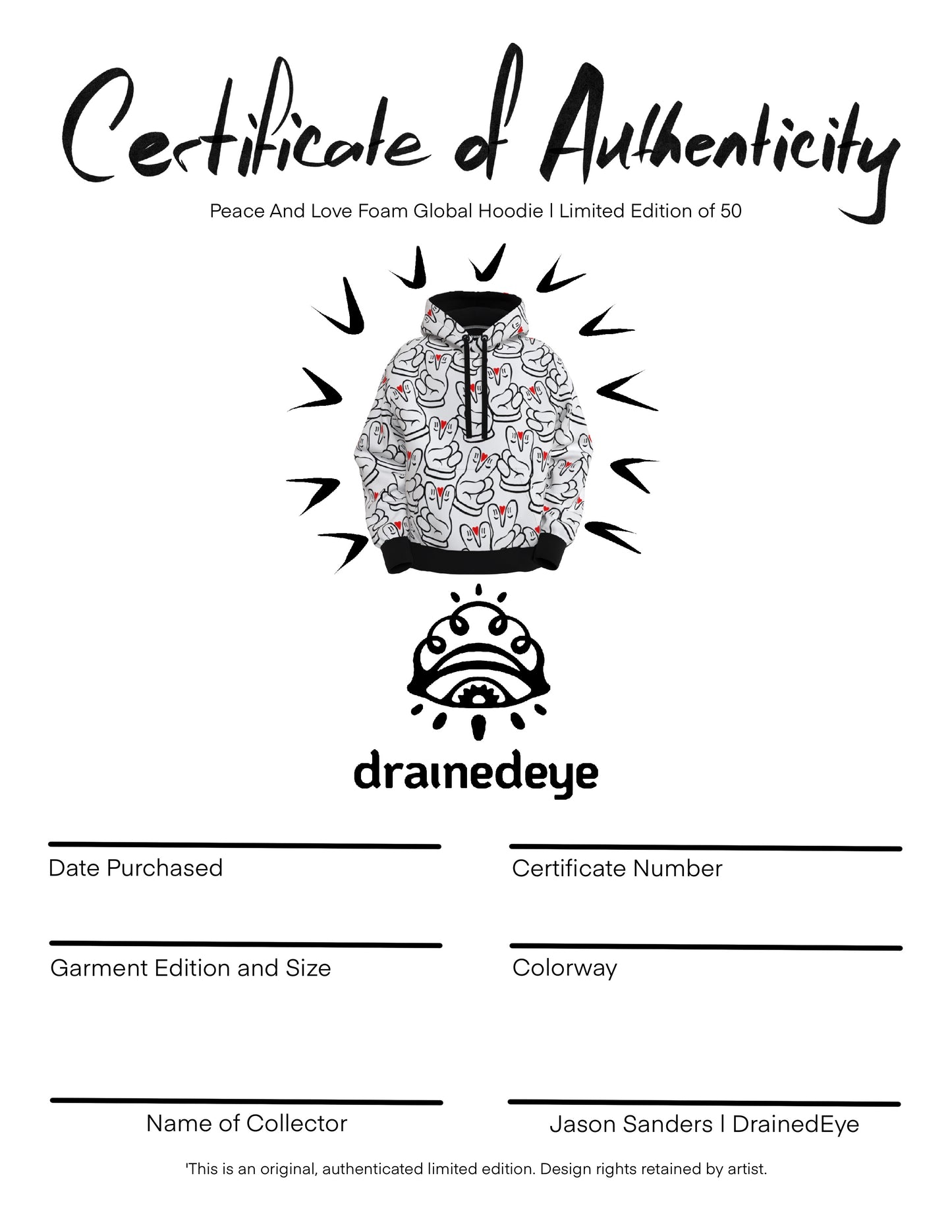 Peace And Love Foam Global Hoodie | Limited Edition of 50