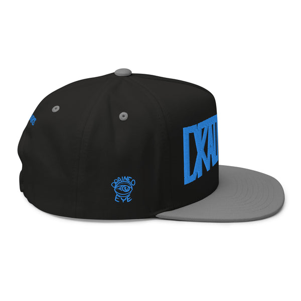 DrainedEye Pennant Flat Bill Cap Blue Thread