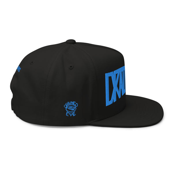 DrainedEye Pennant Flat Bill Cap Blue Thread