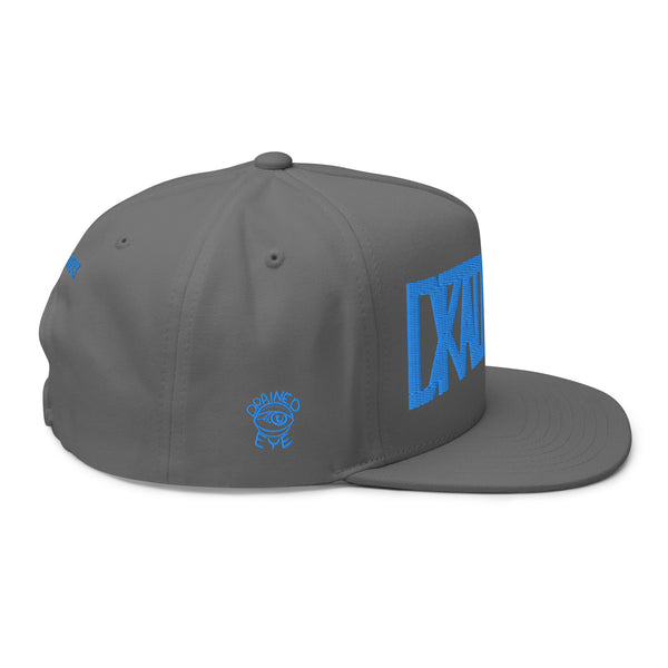 DrainedEye Pennant Flat Bill Cap Blue Thread