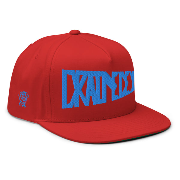 DrainedEye Pennant Flat Bill Cap Blue Thread