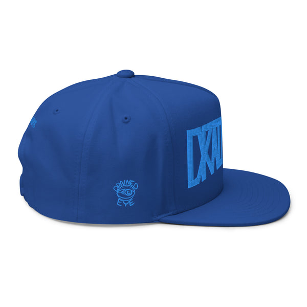 DrainedEye Pennant Flat Bill Cap Blue Thread