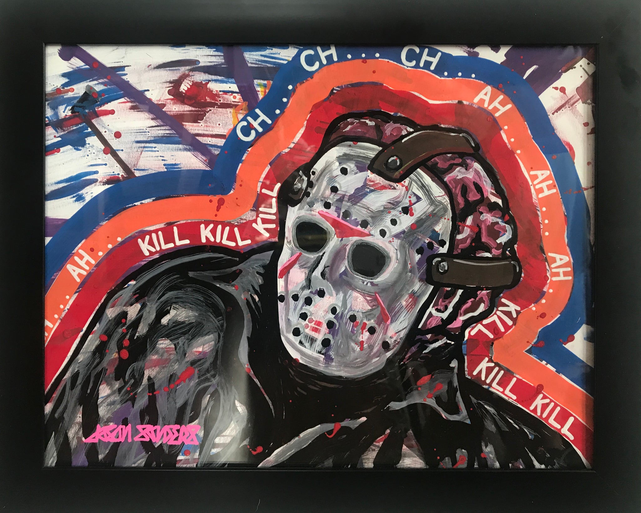 'CH...AH...KILL' 11x14" Framed Acrylic On Bristol Featuring Jason Voorhees