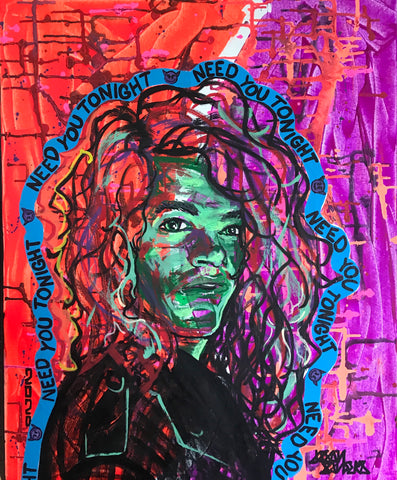 *ORIGINAL SOLD - PRINTS AVAILABLE* 'NEED YOU TONIGHT' 16X20" Acrylic Painting Featuring Michael Hutchence of INXS