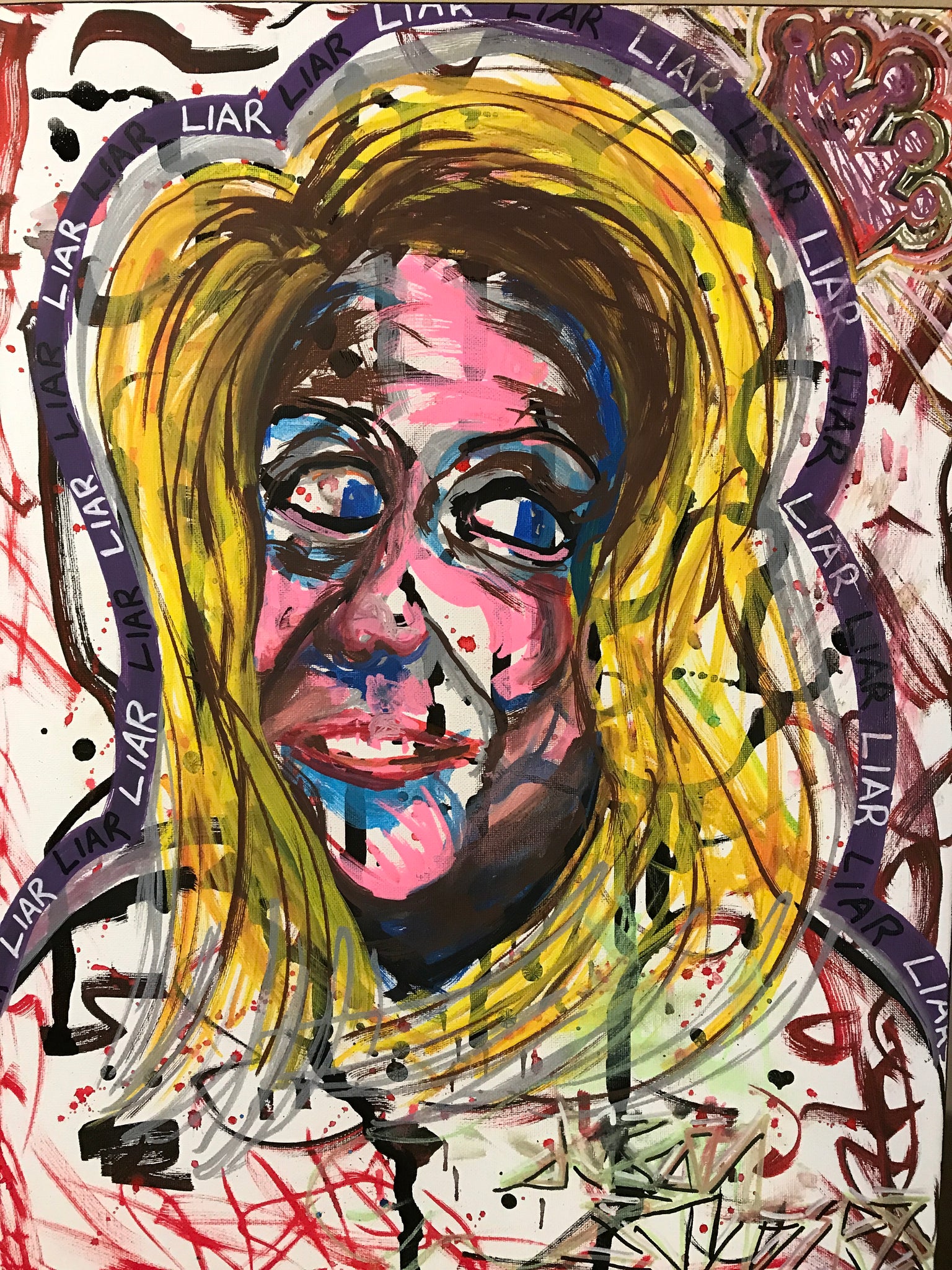 This portrait features an anonymous woman who happened to be a liar.  This original acrylic painting is on an 18x24” stretched canvas.