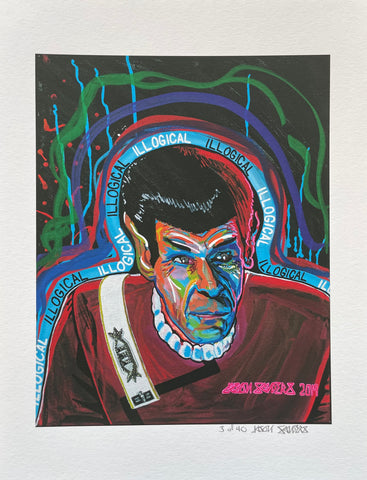 'ILLOGICAL' Limited Edition Fine Art Giclee Print Featuring Star Trek's Spock