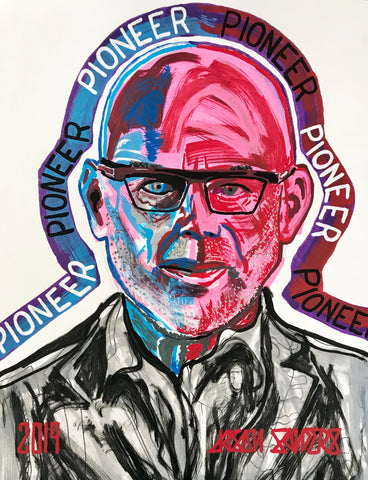 'PIONEER' 9X12" Acrylic Portrait On Bristol Featuring Brian Eno