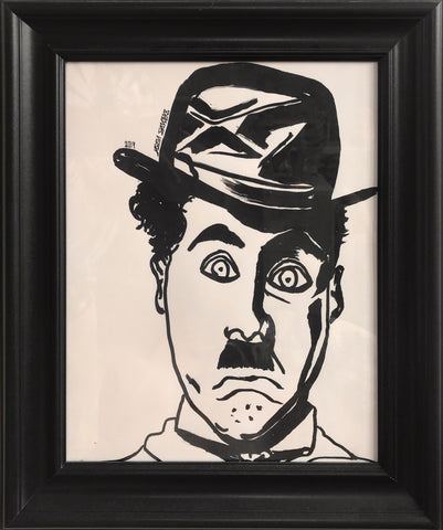 'CHARLIE CHAPLIN' original framed painting. This painting is acrlic on Bristol. This original piece of art is 11x14, but is 14.75x17.75" including the dimensions of the frame.