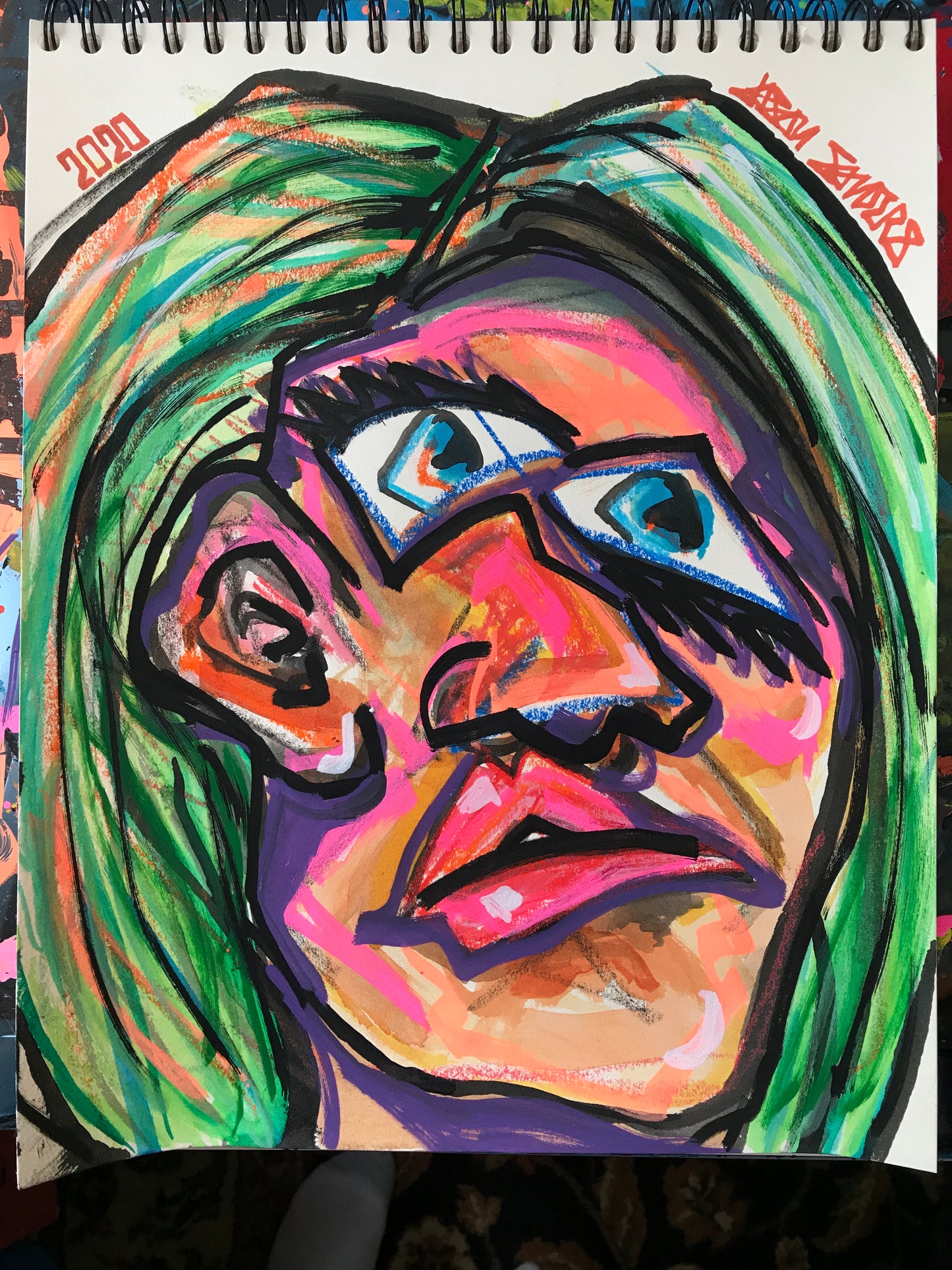 'BAD CHOICES' 11x14" Original painting.  This mixed media abstract portrait is oil pastel and acrylic on stonehenge paper.