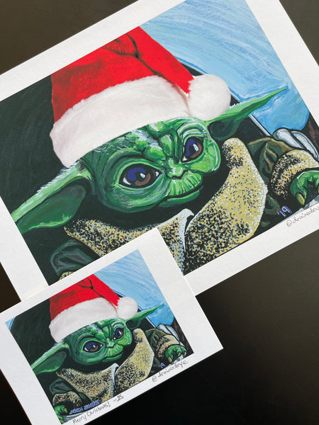 'CHRISTMAS BABY YODA' Fine Art Giclee Print