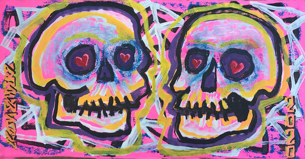 *ORIGINAL SOLD - PRINTS AVAIL* 'LOVED TO DEATH' 6x11.75" Mixed Media Expressionist Painting