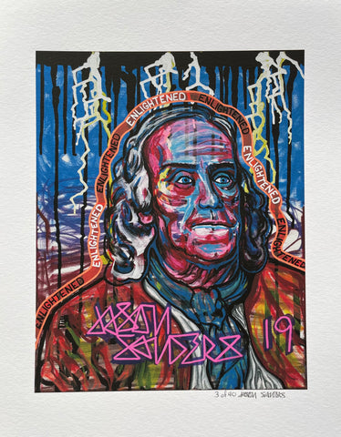'ENLIGHTENED' Limited Edition Fine Art Giclee Print Featuring Benjamin Franklin