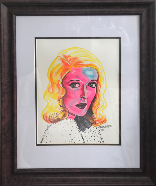 'BETTE DAVIS EYES' original painting. This original portrait is 11x14" acrylic on bristol.  Painting is shown beautifully matted and framed.