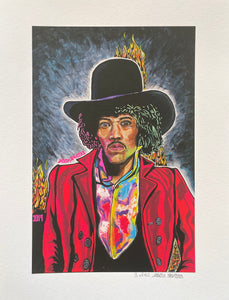 'LET ME STAND NEXT TO YOUR FIRE' Limited Edition Fine Art Giclee Print Featuring Jimi Hendrix