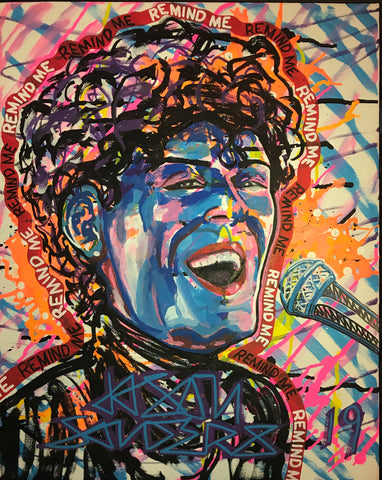 This portrait features singer, song writer Emily King and is titled ‘REMIND ME’.  This original acrylic painting is on a 16x20” stretched canvas.