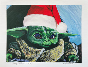 'CHRISTMAS BABY YODA' Fine Art Giclee Print