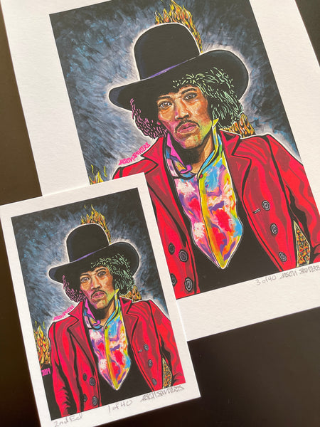 'LET ME STAND NEXT TO YOUR FIRE' Limited Edition Fine Art Giclee Print Featuring Jimi Hendrix