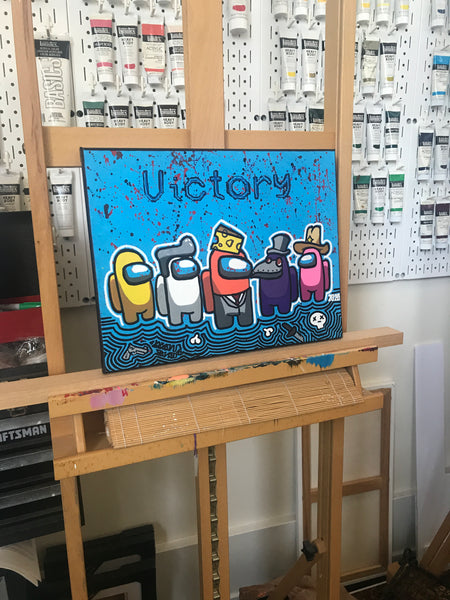 *ORIGINAL SOLD - PRINTS AVAIL* 'VICTORY' 11x14 Acrylic Painting On Canvas Featuring The Game: Among Us