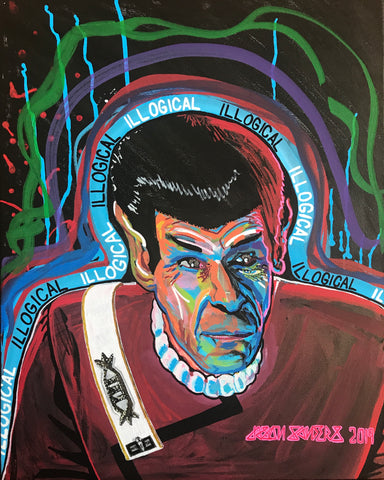 Original painting featuring Spock from Star Trek.  Acrylic painting on 16x20 stretched canvas.